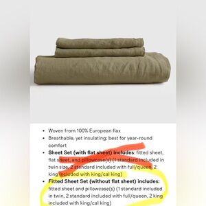 QUINCE European Linen Fitted Sheet Set Queen Aloe 5591